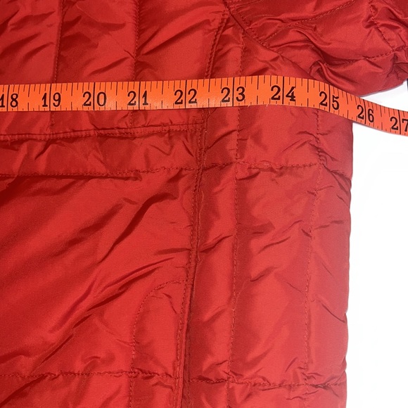 GAP Red Puffer Down MultiCompartment Zip-Up Coat Removable Hood Jacket Unisex A9 - Picture 14 of 16